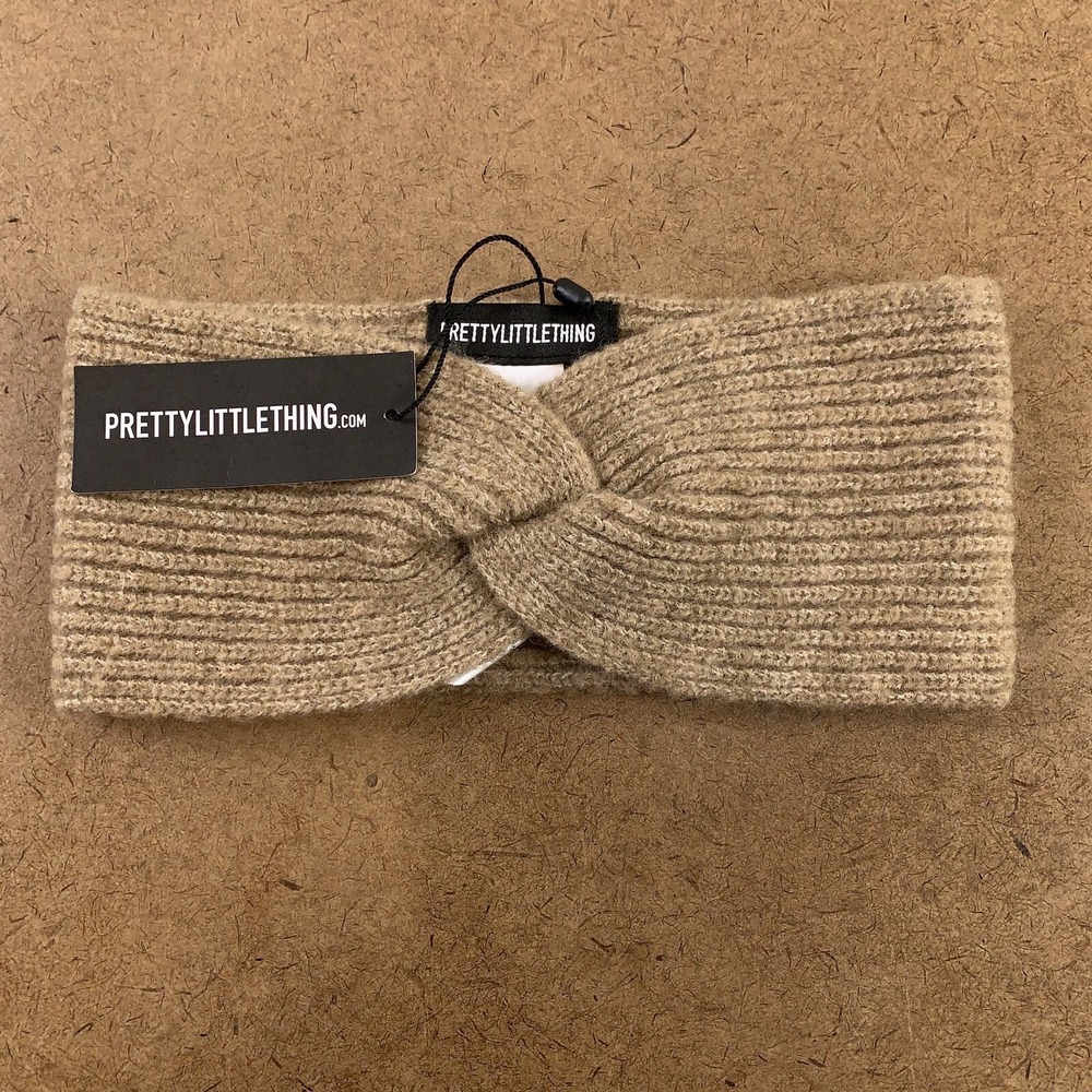 Pretty Little Thing Women's One Size Dark Oatmeal Twist Knit Winter Headband NWT